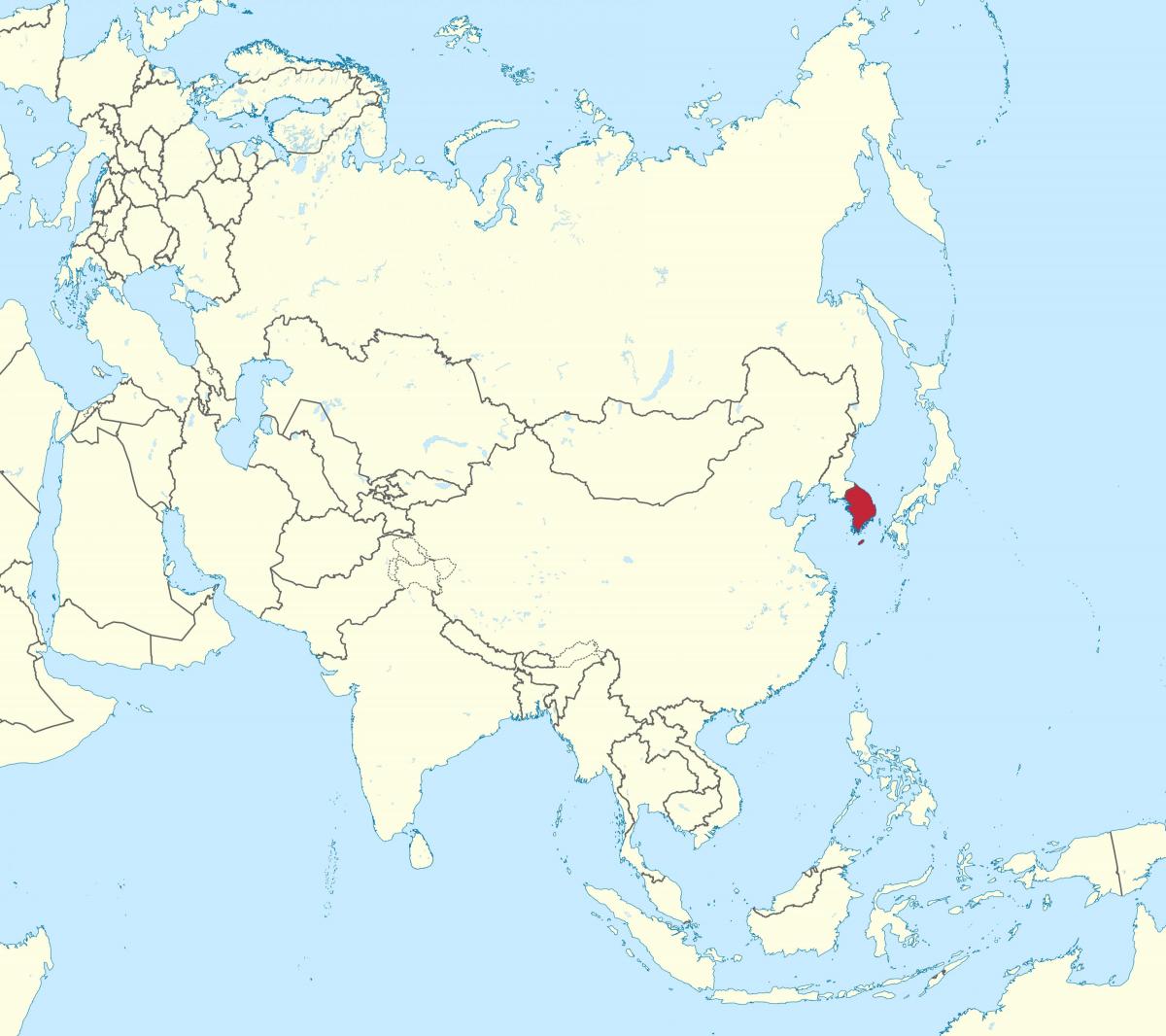 韩国 在亚洲地图上的位置
