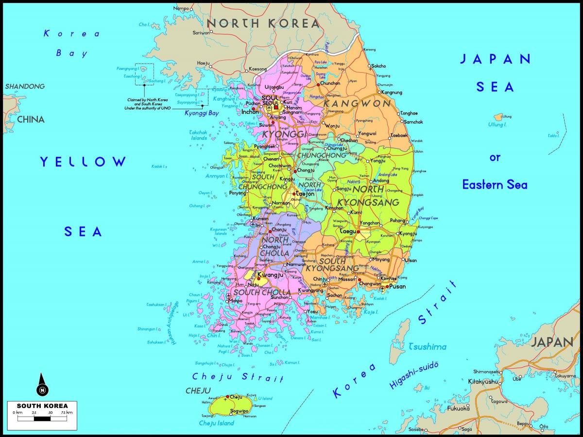 韩国 在地图上