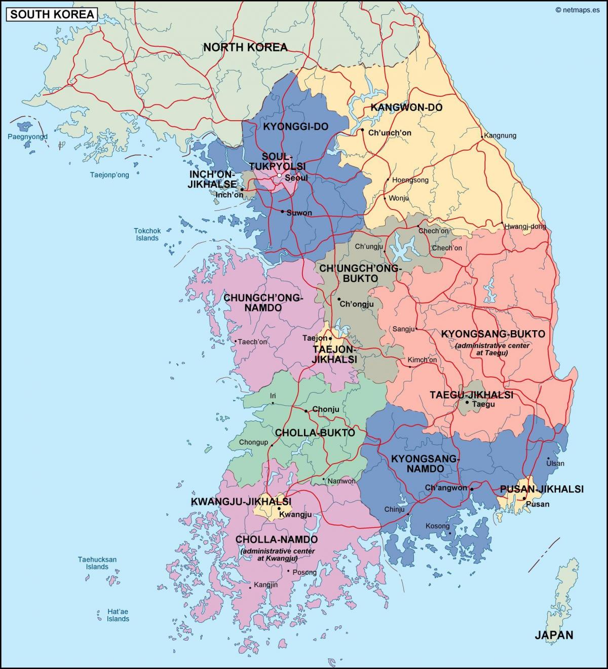 韩国行政区划图